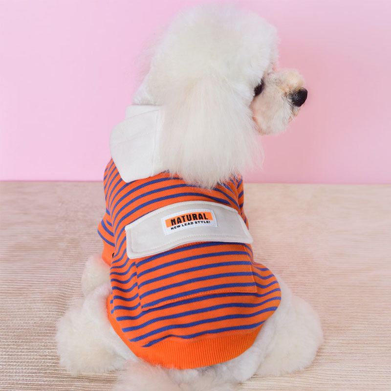 Sweater Small Dog Two-legged Clothes Striped Hooded Sports And Leisure Dog Clothes