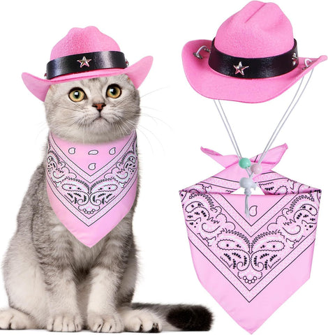 Cat Cowboy Costume Cat Cowboy Hat And Bandana Set Cat Halloween Costumes Cowboy Cat Pet Costume Funny Halloween Costumes For Cats Kittens Pets
