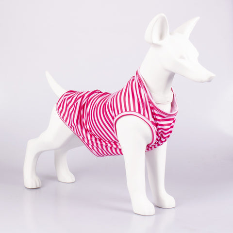 Pet Tank Top Striped Crew Neck T Shirt