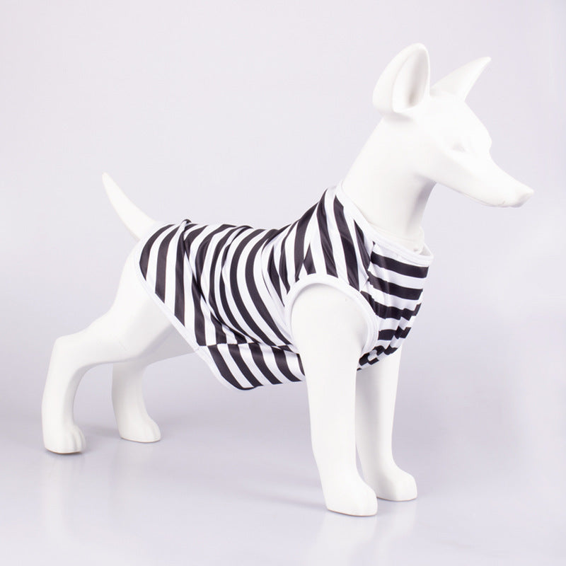 Pet Tank Top Striped Crew Neck T Shirt