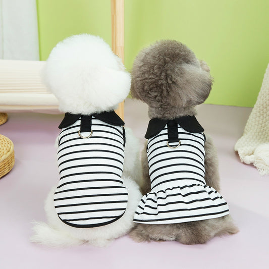 Pet Summer Stripes T-shirt Skirt