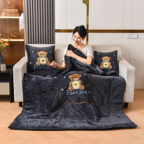 Milk Fiber Pillow Blanket