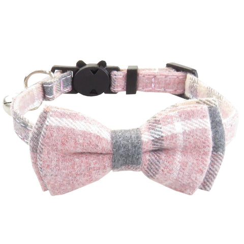 Bow Tie Cat Collar Bandana Breakaway Pet Collar Bandana With Classic Plaid Adjustable Cat Collar With Scarf And Bowtie Necklace