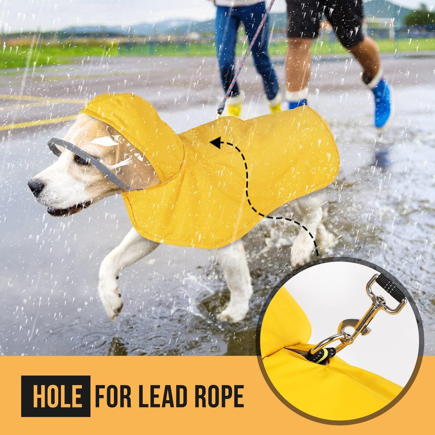 Dog Raincoat Waterproof Soft Breathable Dog Rain Jacket For Small Dog Hooded Dog Rain Coat With Transparent Cap Protect Belly