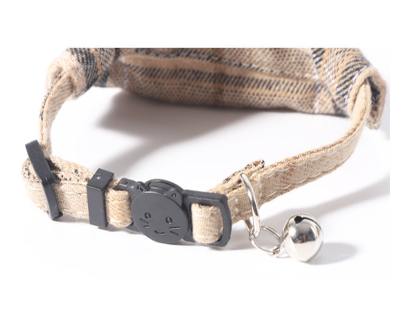 Bow Tie Cat Collar Bandana Breakaway Pet Collar Bandana With Classic Plaid Adjustable Cat Collar With Scarf And Bowtie Necklace