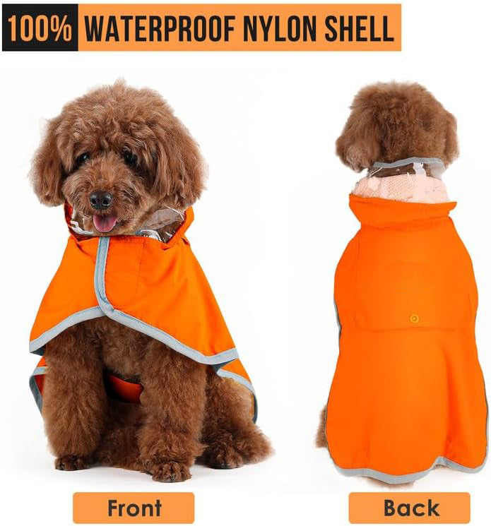 Dog Raincoat Waterproof Soft Breathable Dog Rain Jacket For Small Dog Hooded Dog Rain Coat With Transparent Cap Protect Belly