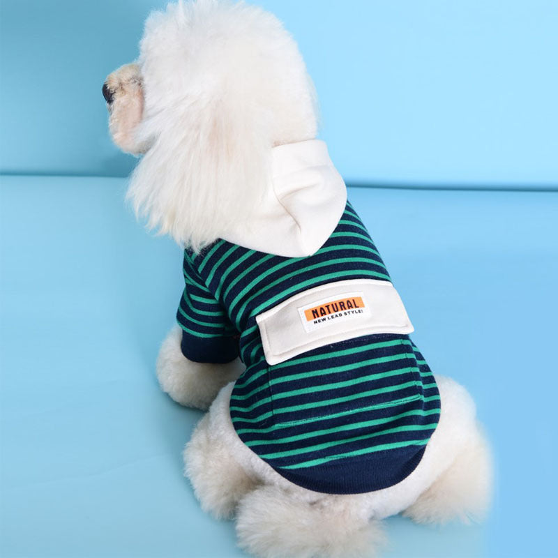 Sweater Small Dog Two-legged Clothes Striped Hooded Sports And Leisure Dog Clothes