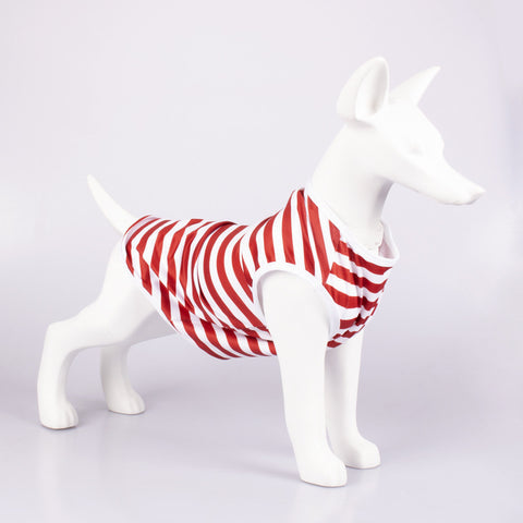Pet Tank Top Striped Crew Neck T Shirt