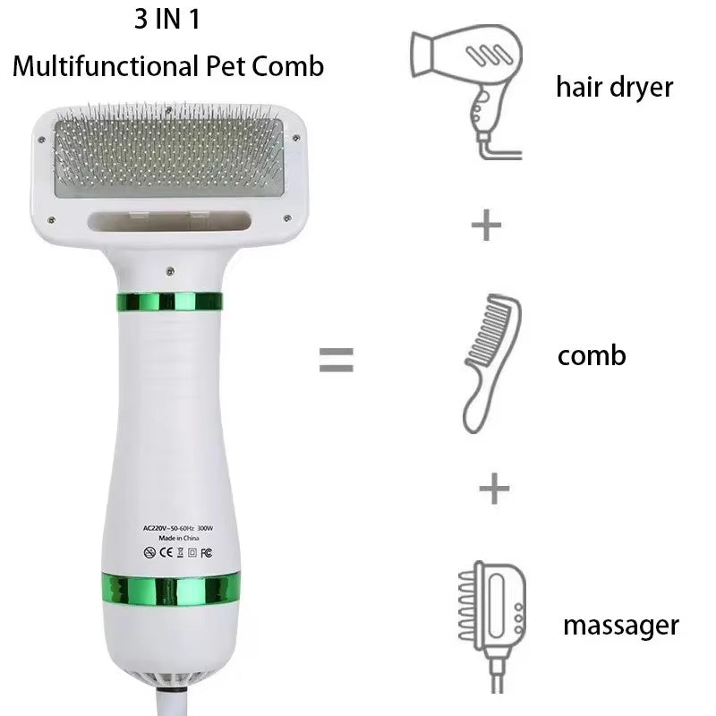 2-in-1 Pet Hair Dryer with Slicker Brush