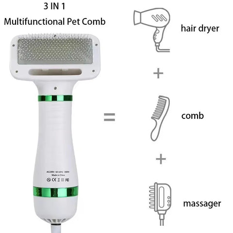 2-in-1 Pet Hair Dryer with Slicker Brush